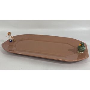 New Anthropologie Loro Bird Ceramic Serving Platter Peach 18”